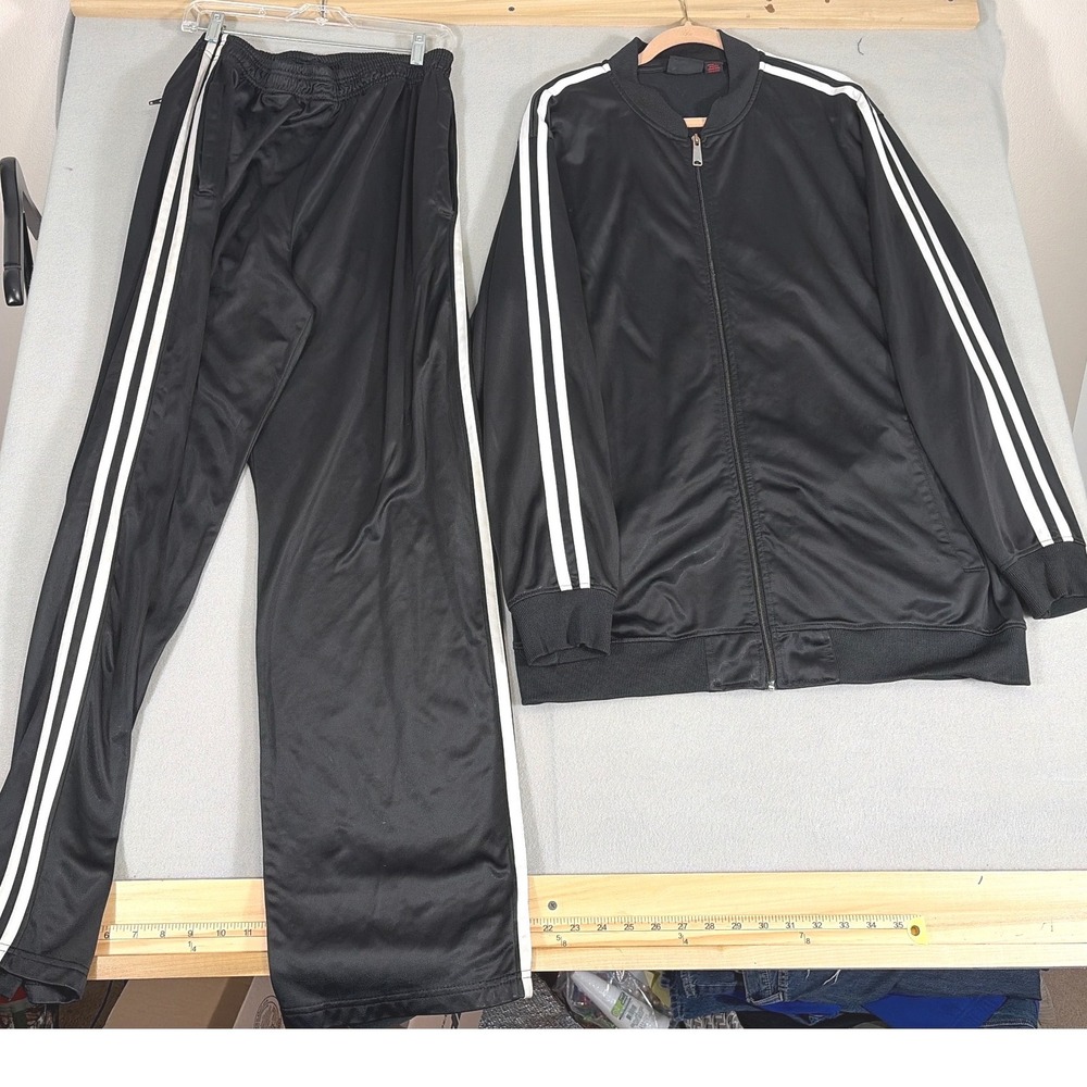 Linea Uomo Mens Black White Striped Track Suit Jacket 4XL Pants 3XL Set